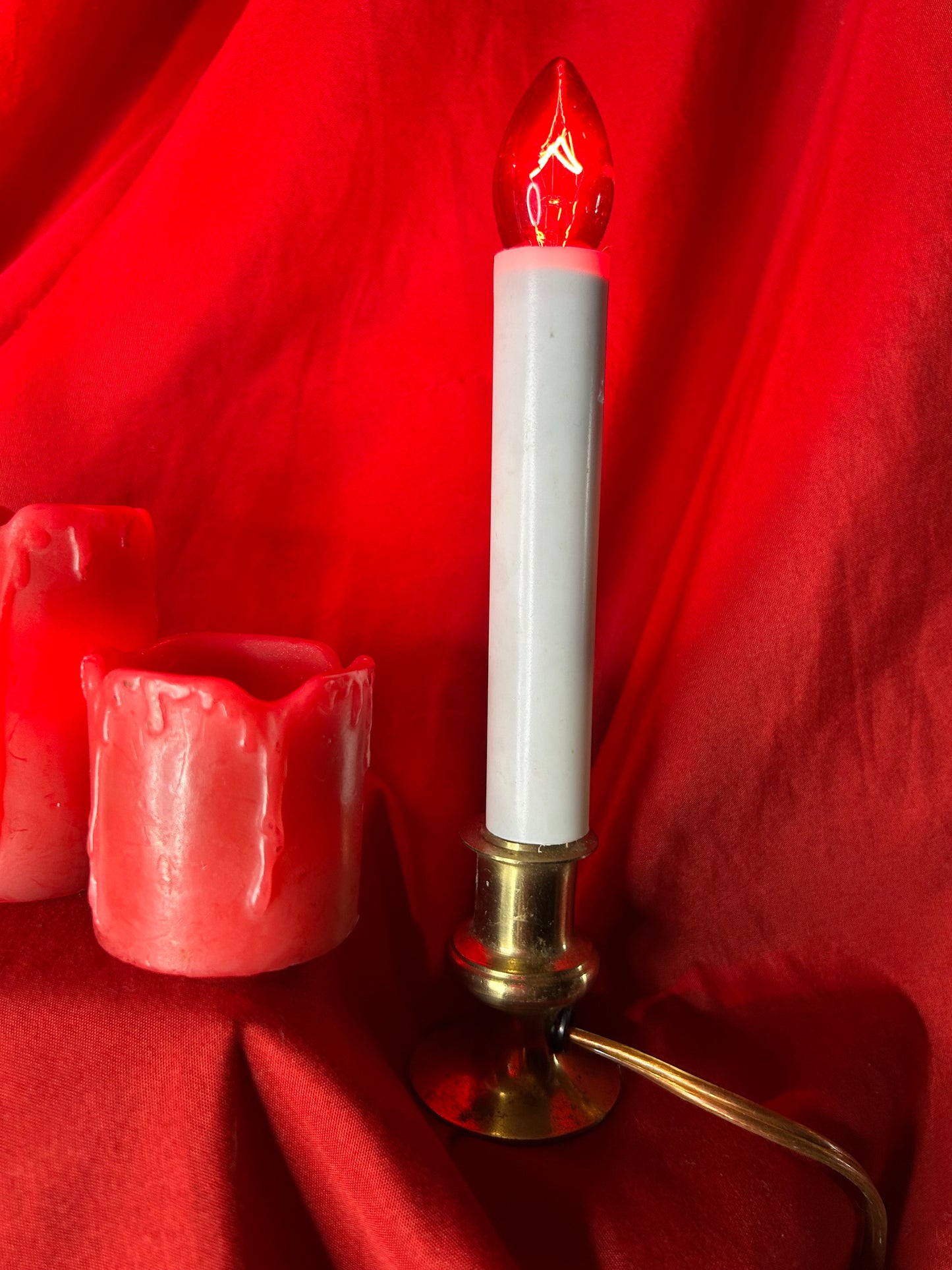 Vintage Pair of Brass Electric Candles