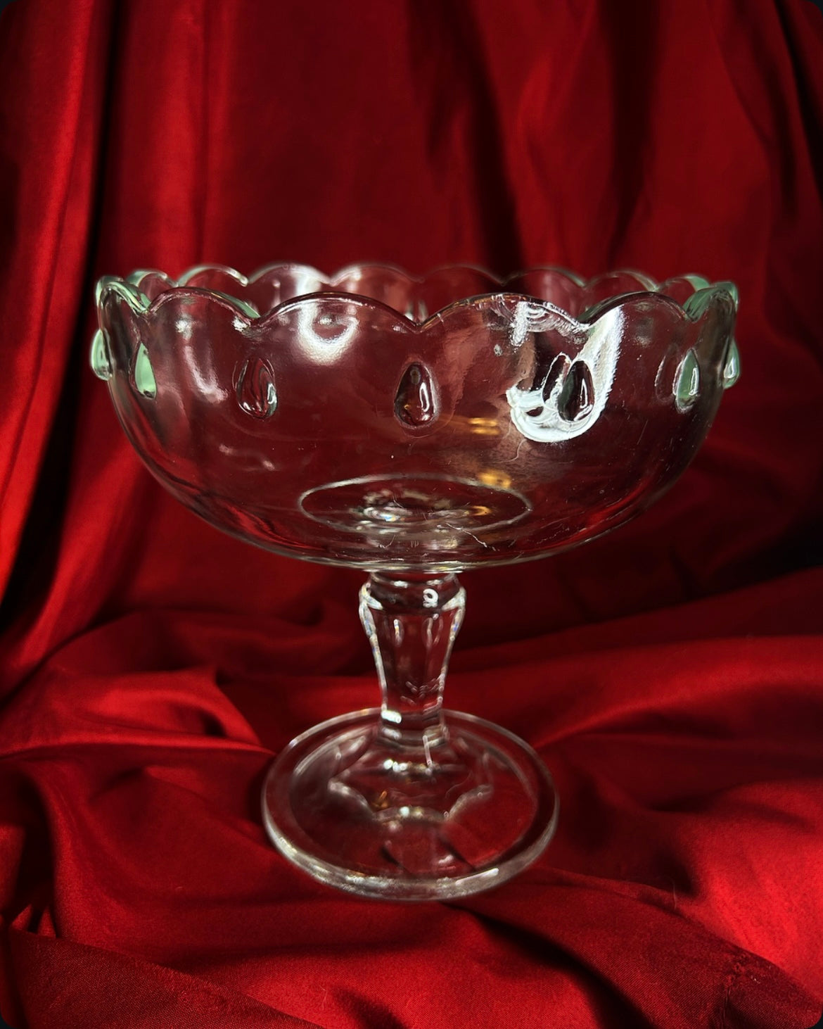 Vintage Single Indiana Glass Large Clear Teardrop Compote Dish