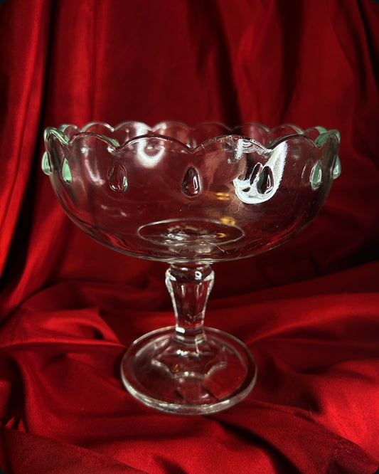 Vintage Single Indiana Glass Large Clear Teardrop Compote Dish