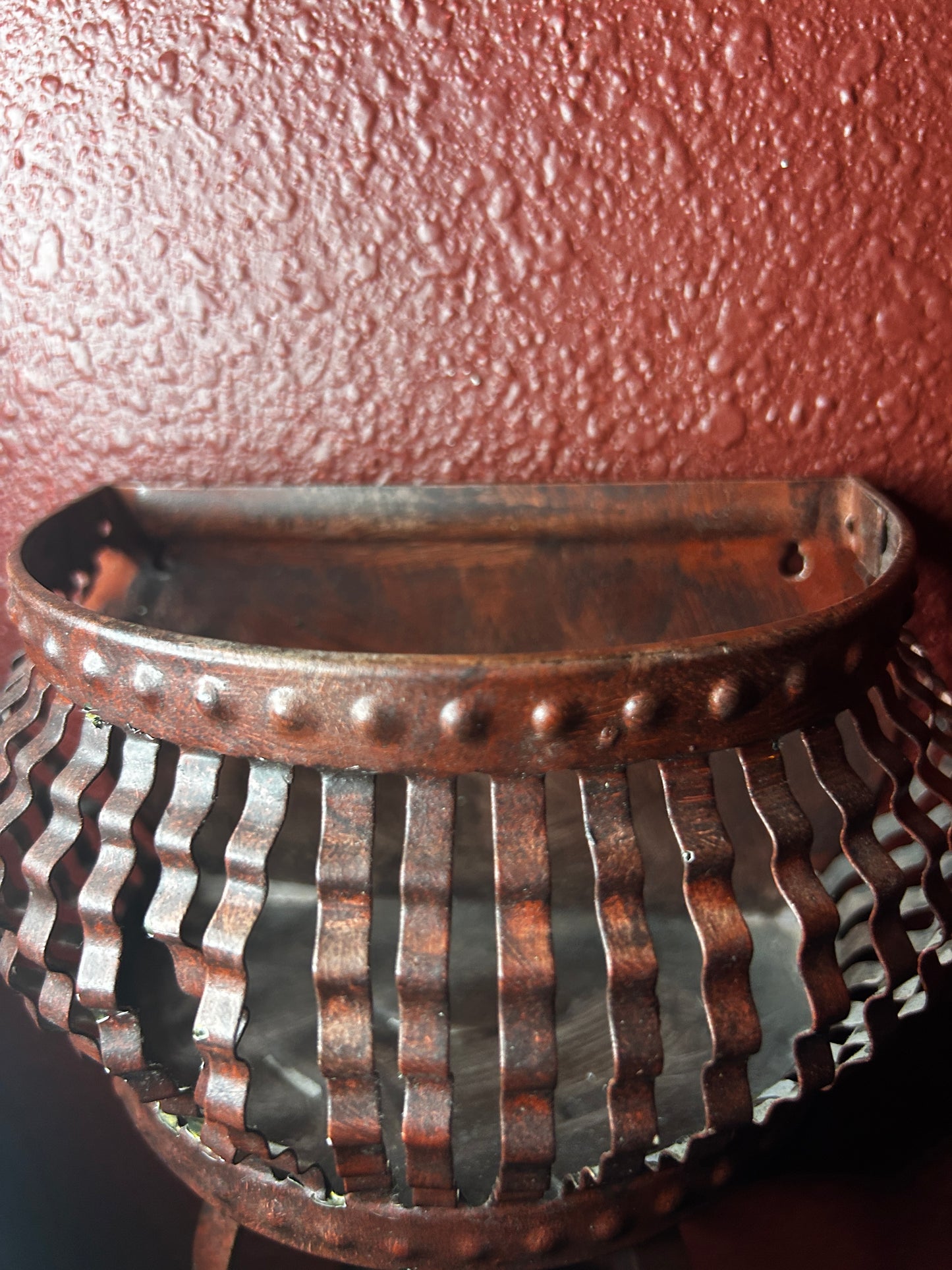 Red Metal Wall Pocket