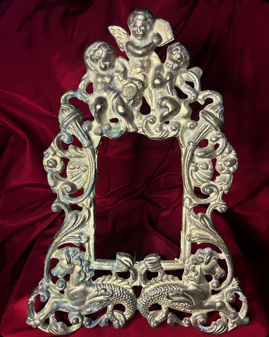 Vintage Brass Decorative Frame Cherubs & Hippocampus