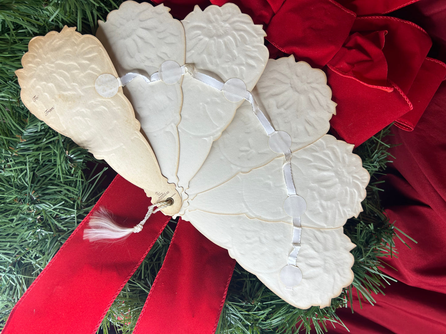 Vintage Victorian Reproduction Fan Greeting Christmas Holiday Card