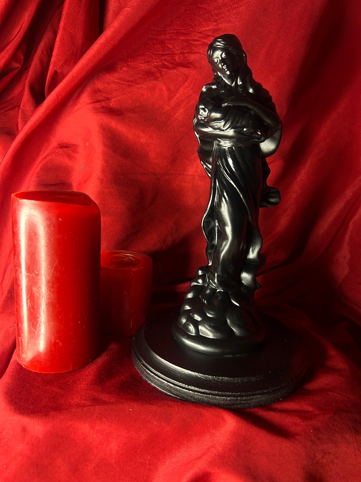 Madonna and Child on Wooden Base