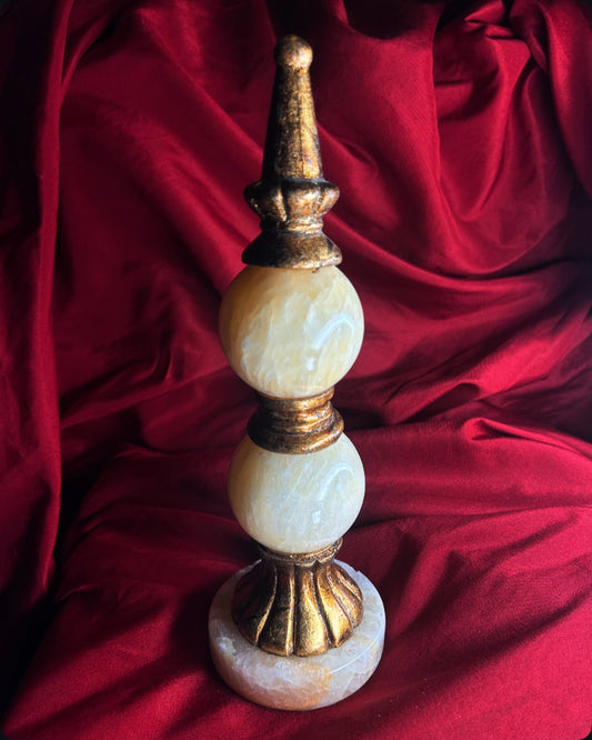 Vintage Marble & Gold Gilt Tabletop Finial