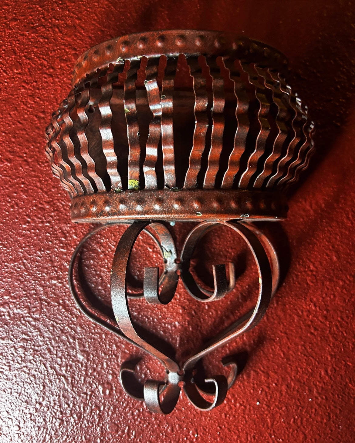 Red Metal Wall Pocket