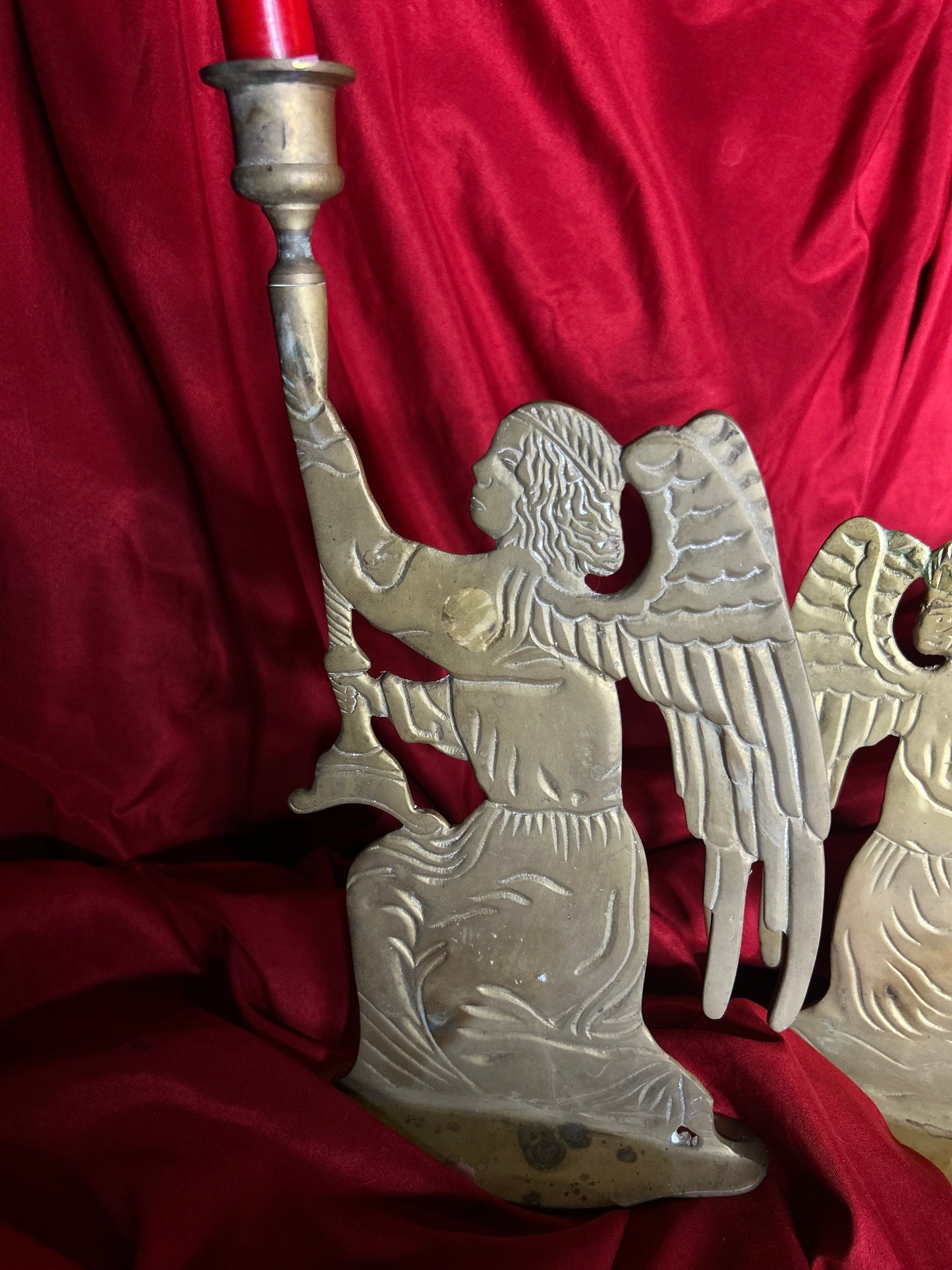 Pair of Brass Angel Candleholders