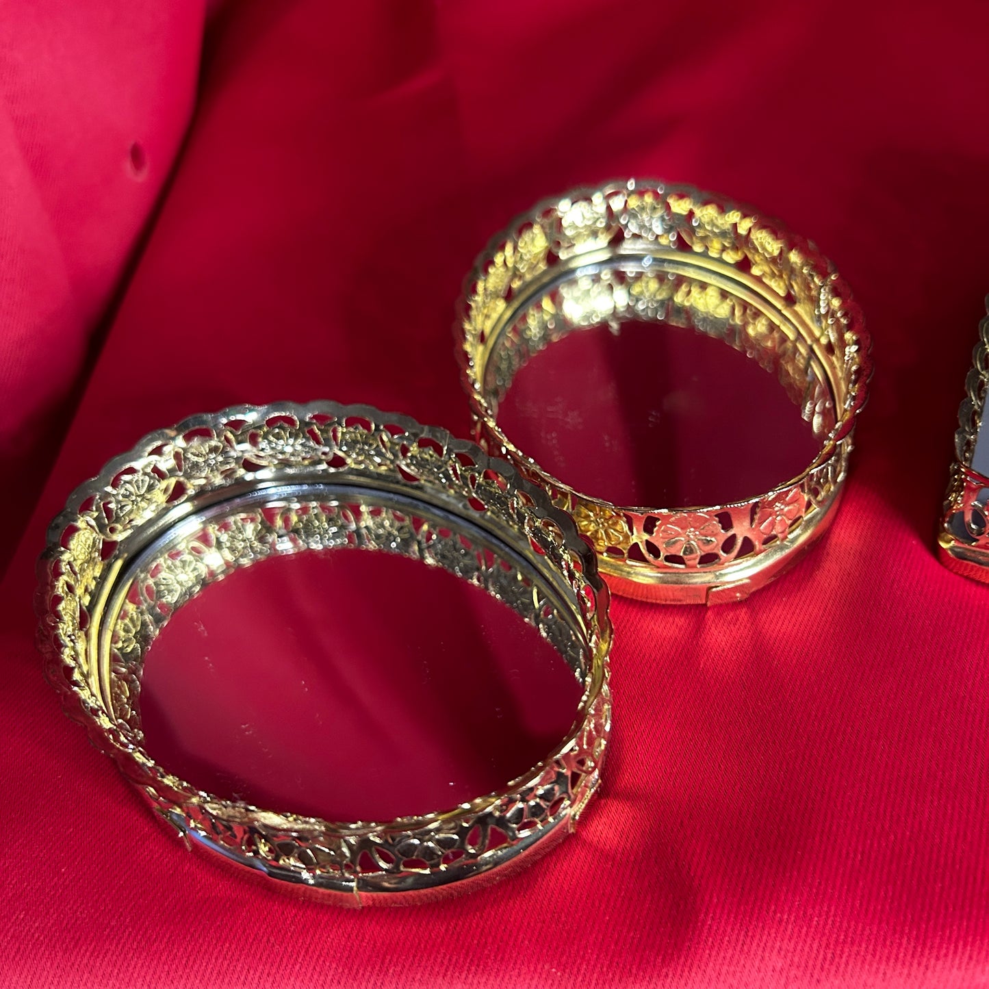 Trio of Filigree Mini Vanity Mirrors