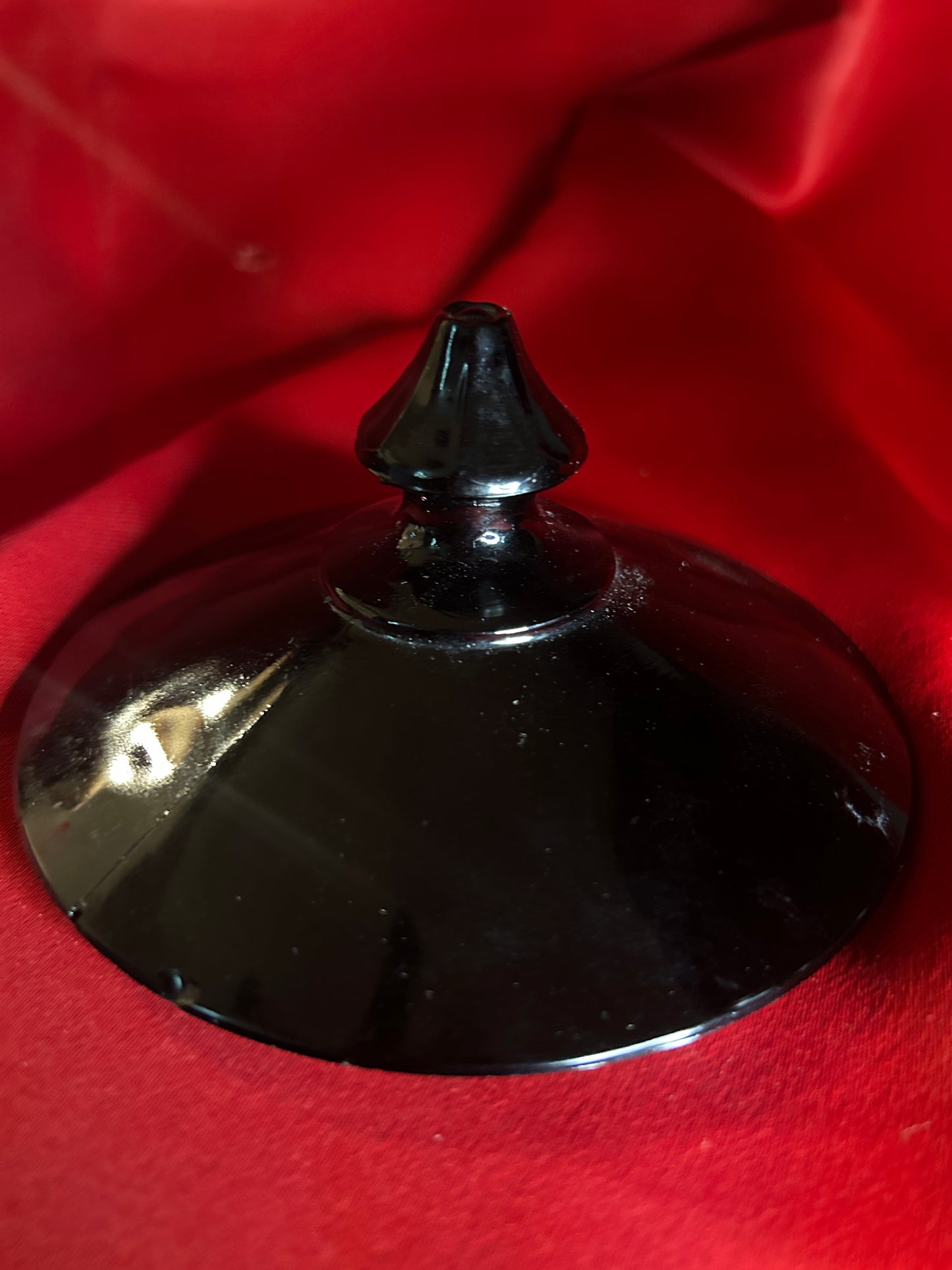 Vintage Black Depression Glass Lidded Pedestal Candy Dish