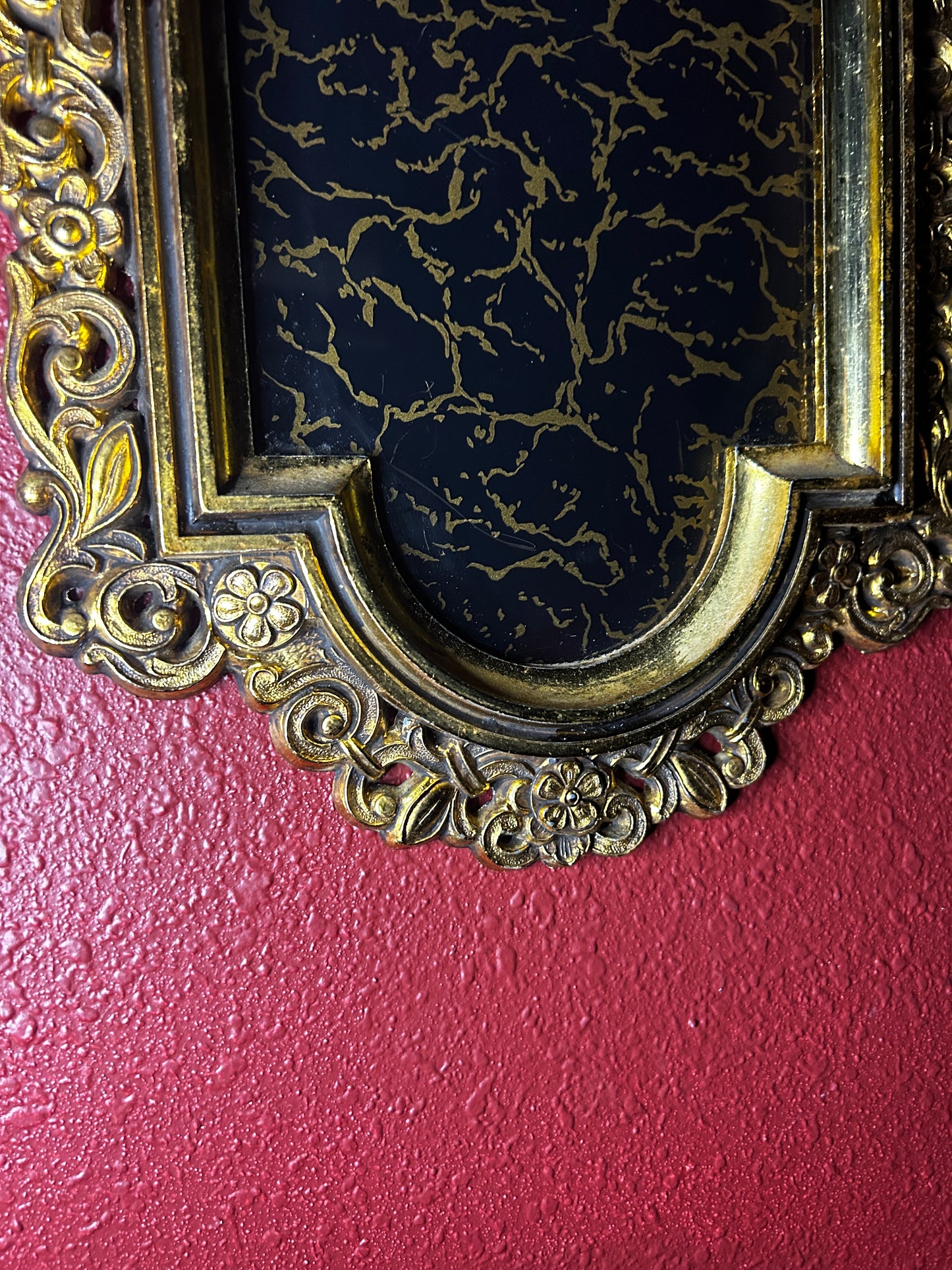 Vintage Gold Crackled Metal Mirror