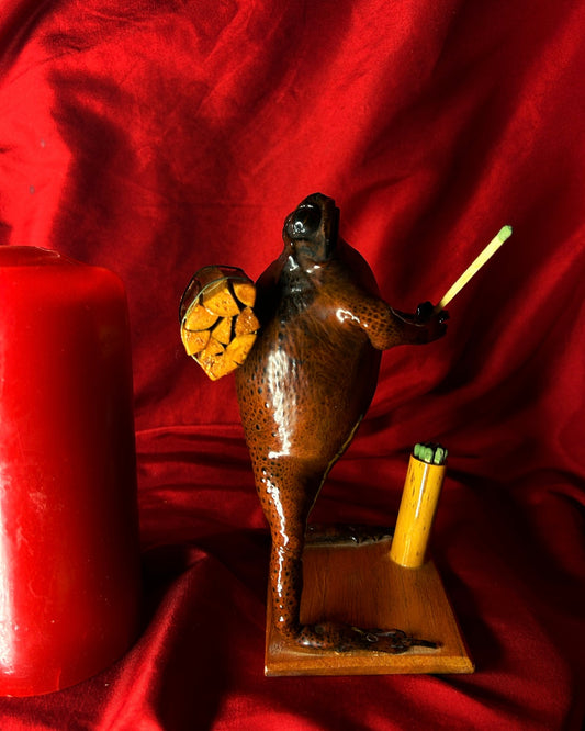 Taxidermy Bullfrog Matchstick Holder