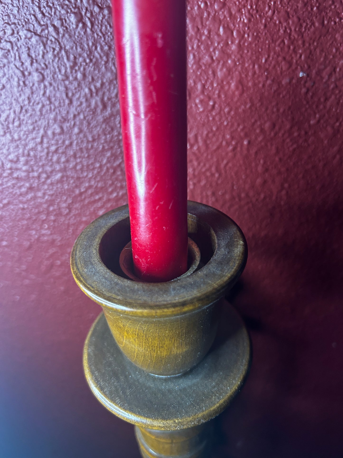 Pair of Tall Wooden Candleholders