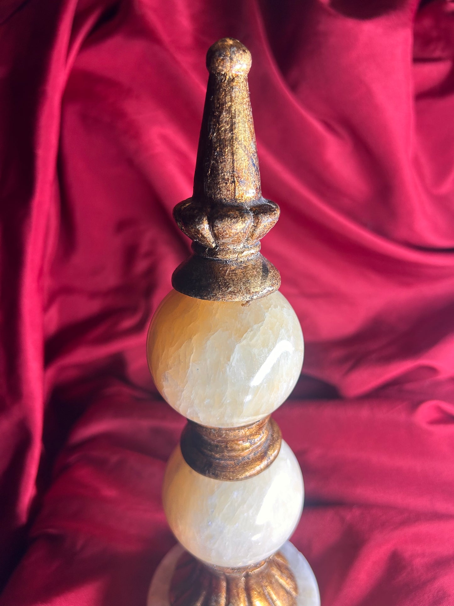 Vintage Marble & Gold Gilt Tabletop Finial