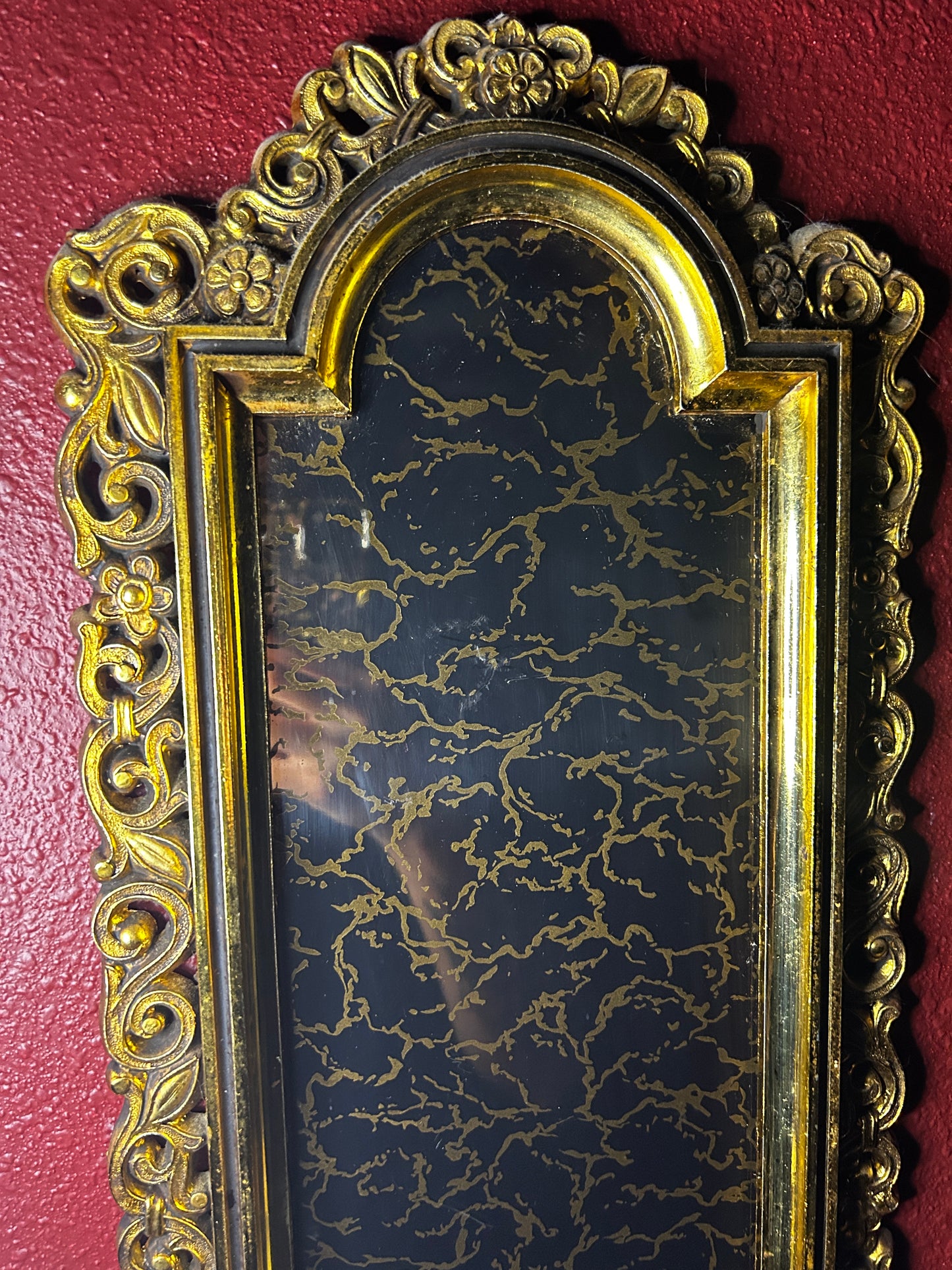Vintage Gold Crackled Metal Mirror
