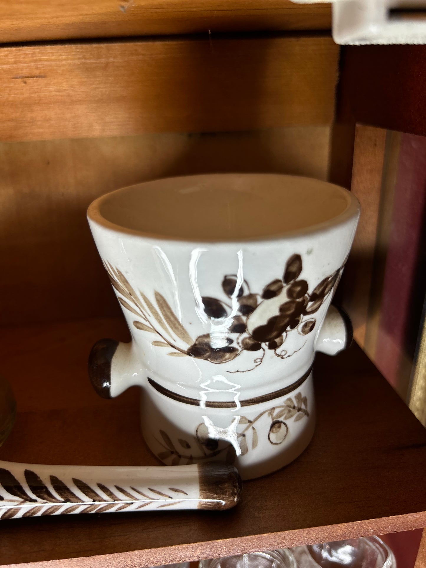 Brown Ceramic Mortar & Pestle