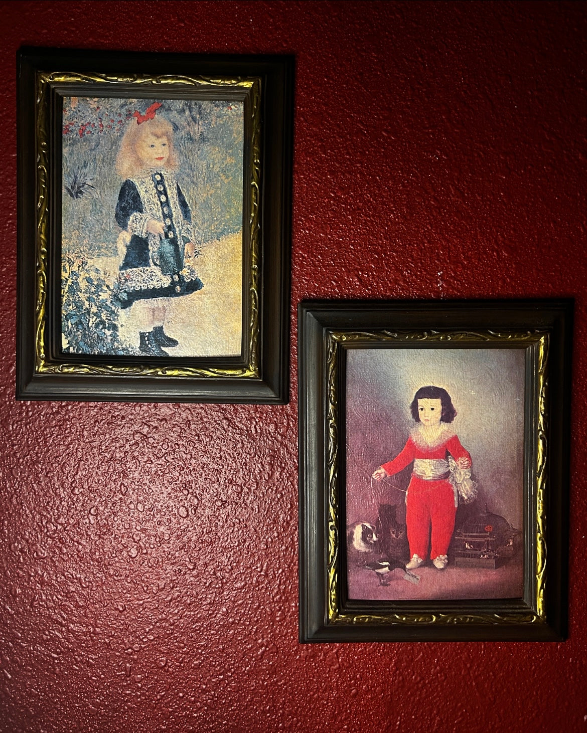 Vintage Pair of Framed Prints of Don Manuel and Girl With Watering Can