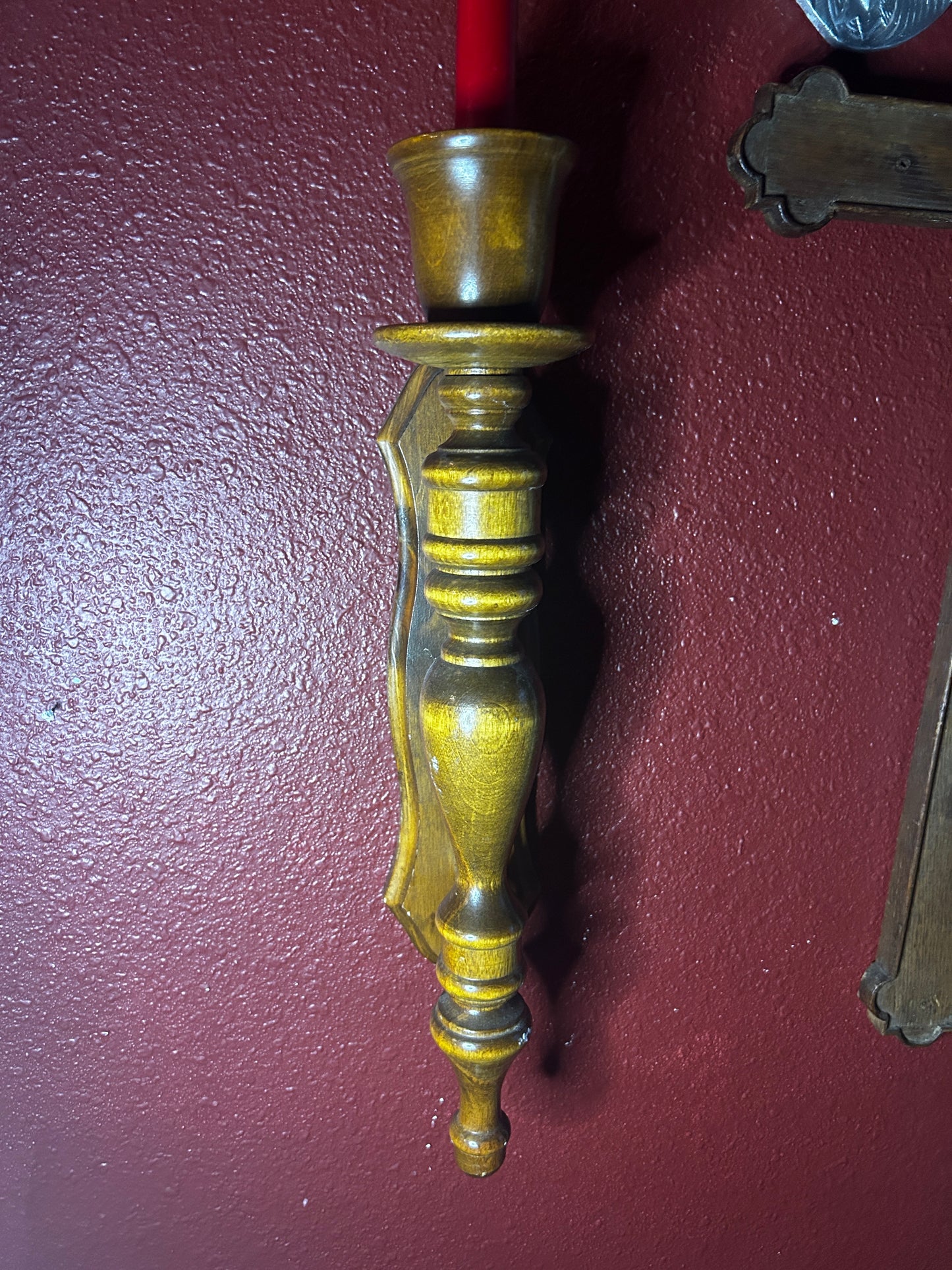 Pair of Tall Wooden Candleholders