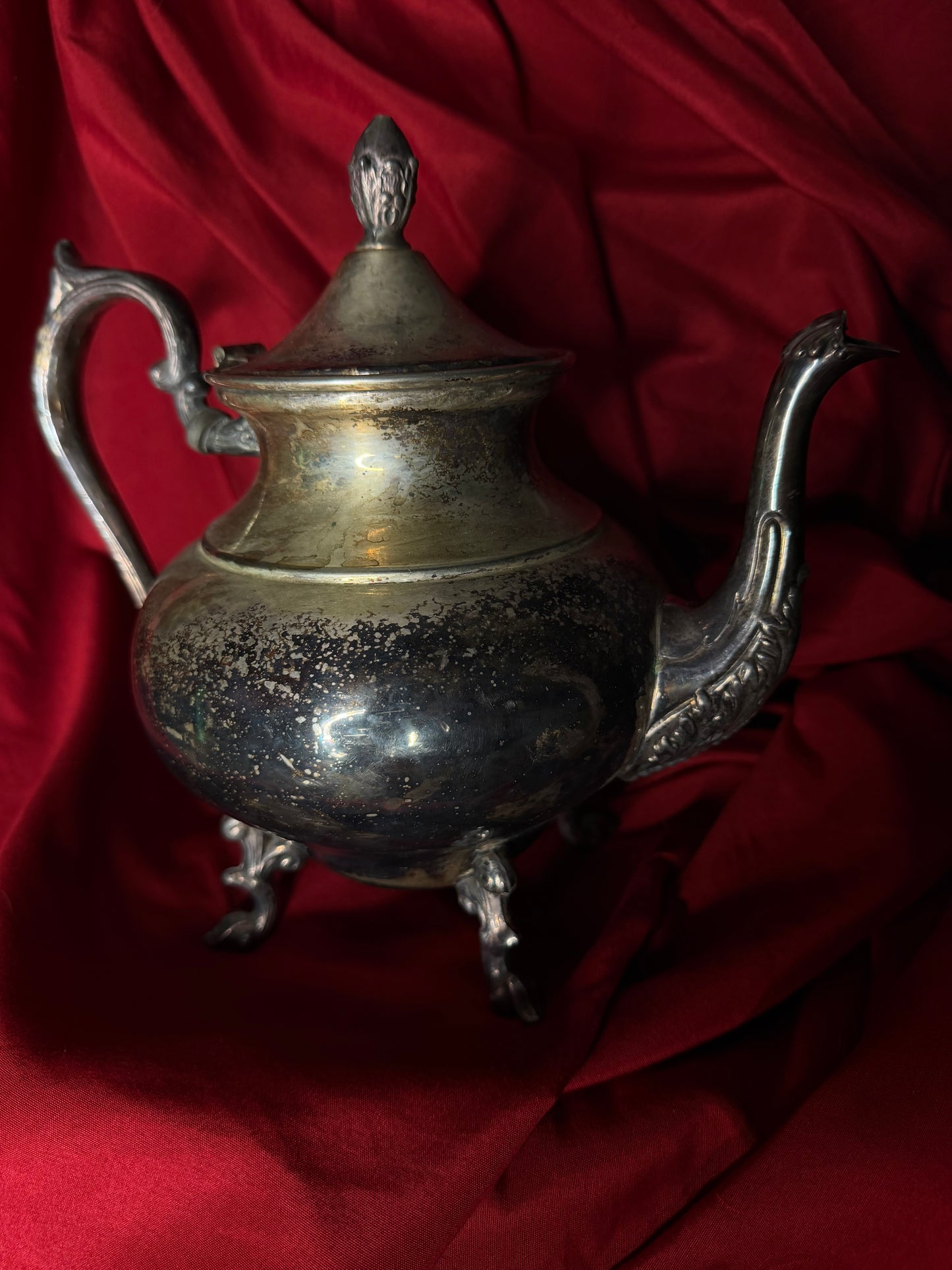 Silver on Copper Ornate Teapot