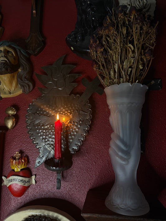 Frosted Hand Holding Torch Vase