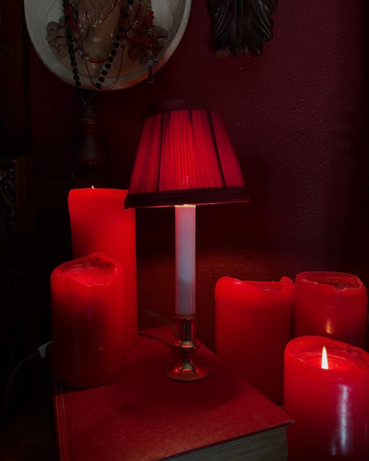 Single Mini Lamp with Red Shade