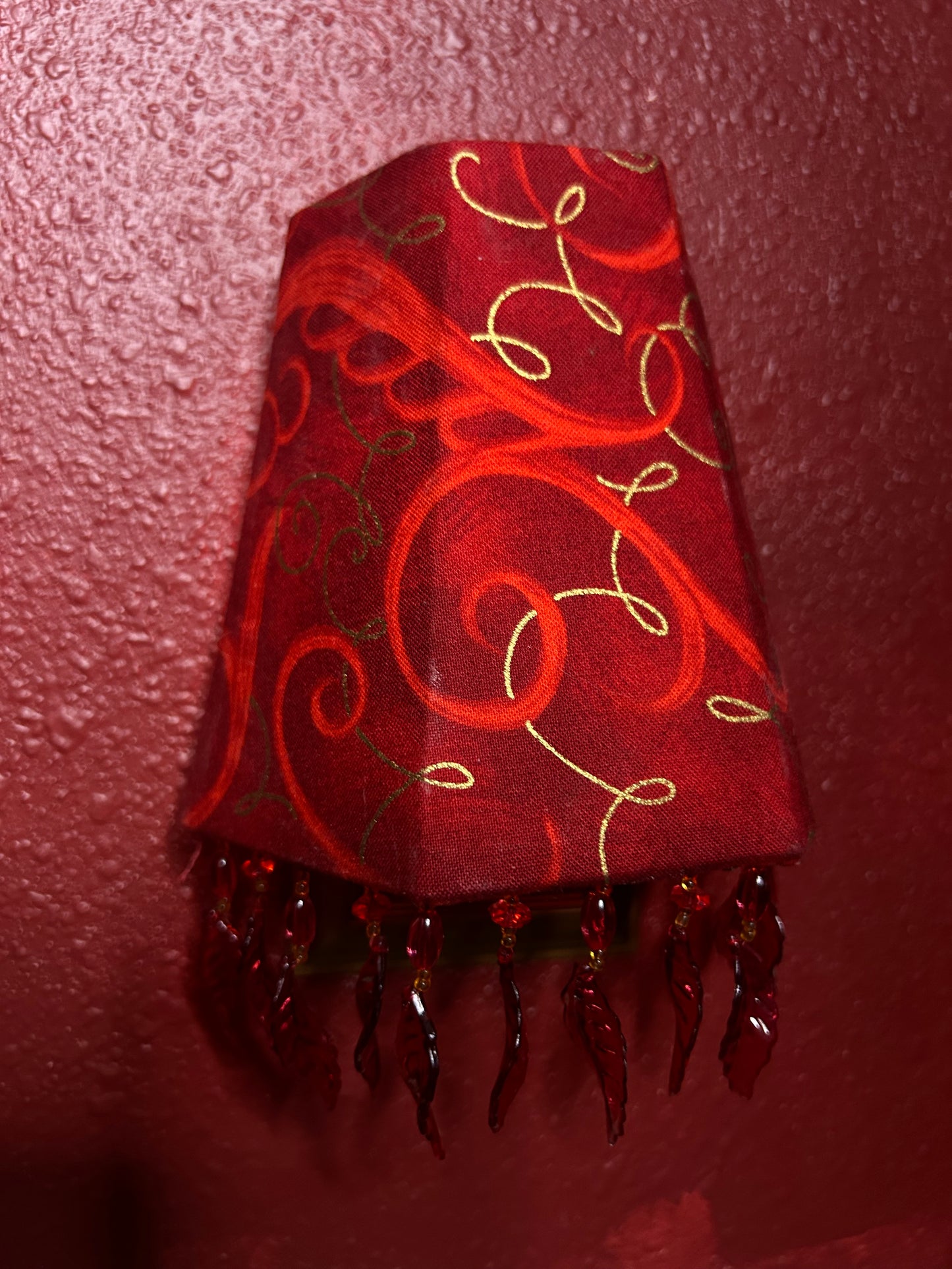Vintage Red Plug In Night Light with Beaded Shade