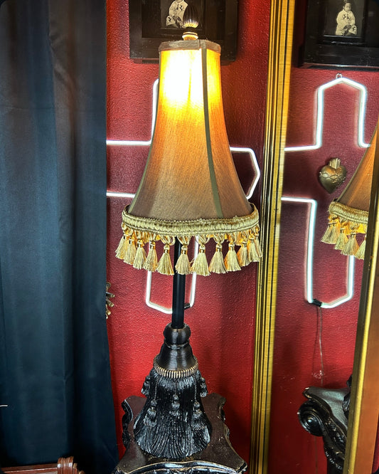 Witches Broom/Tassel Black & Gold Lamp