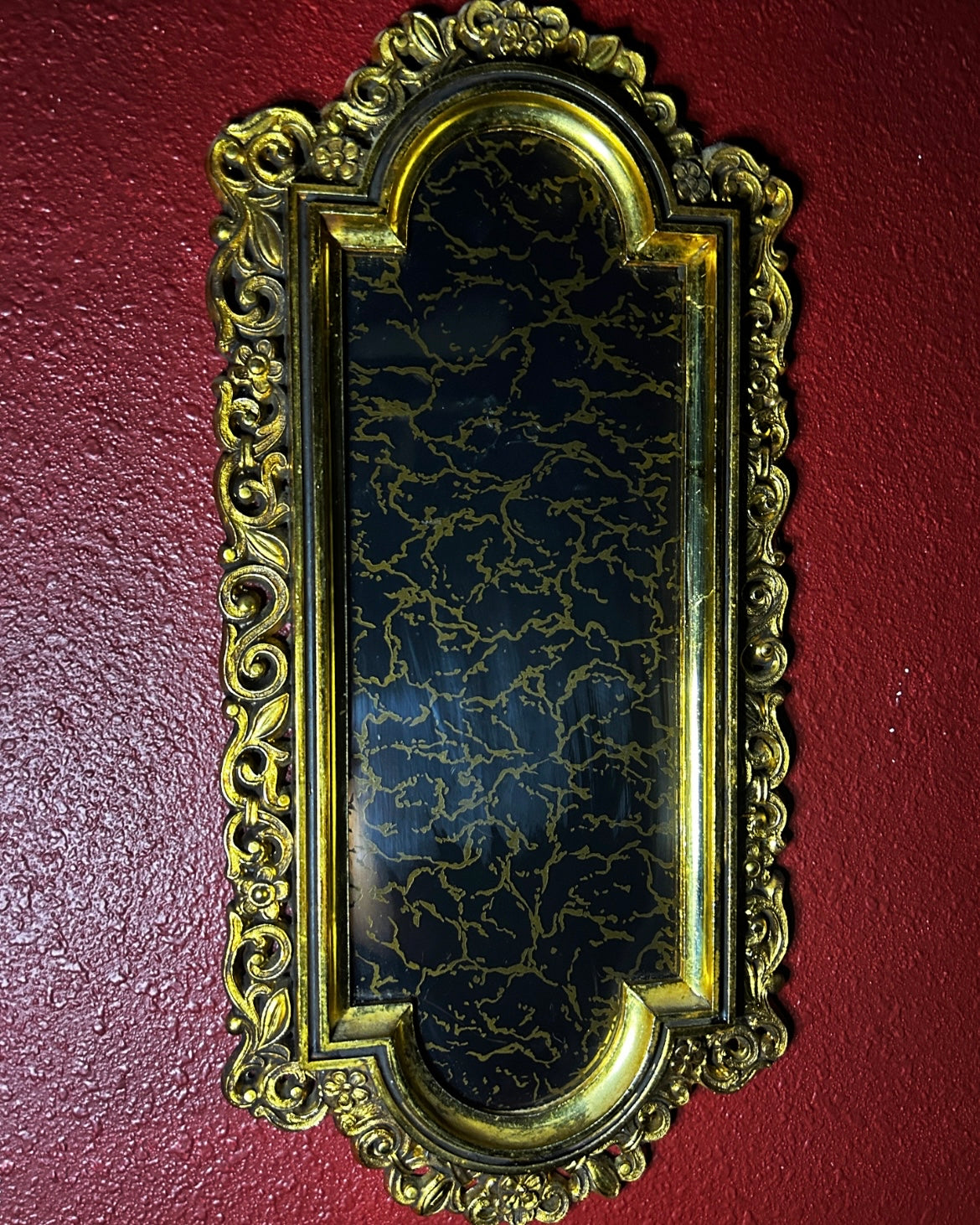 Vintage Gold Crackled Metal Mirror