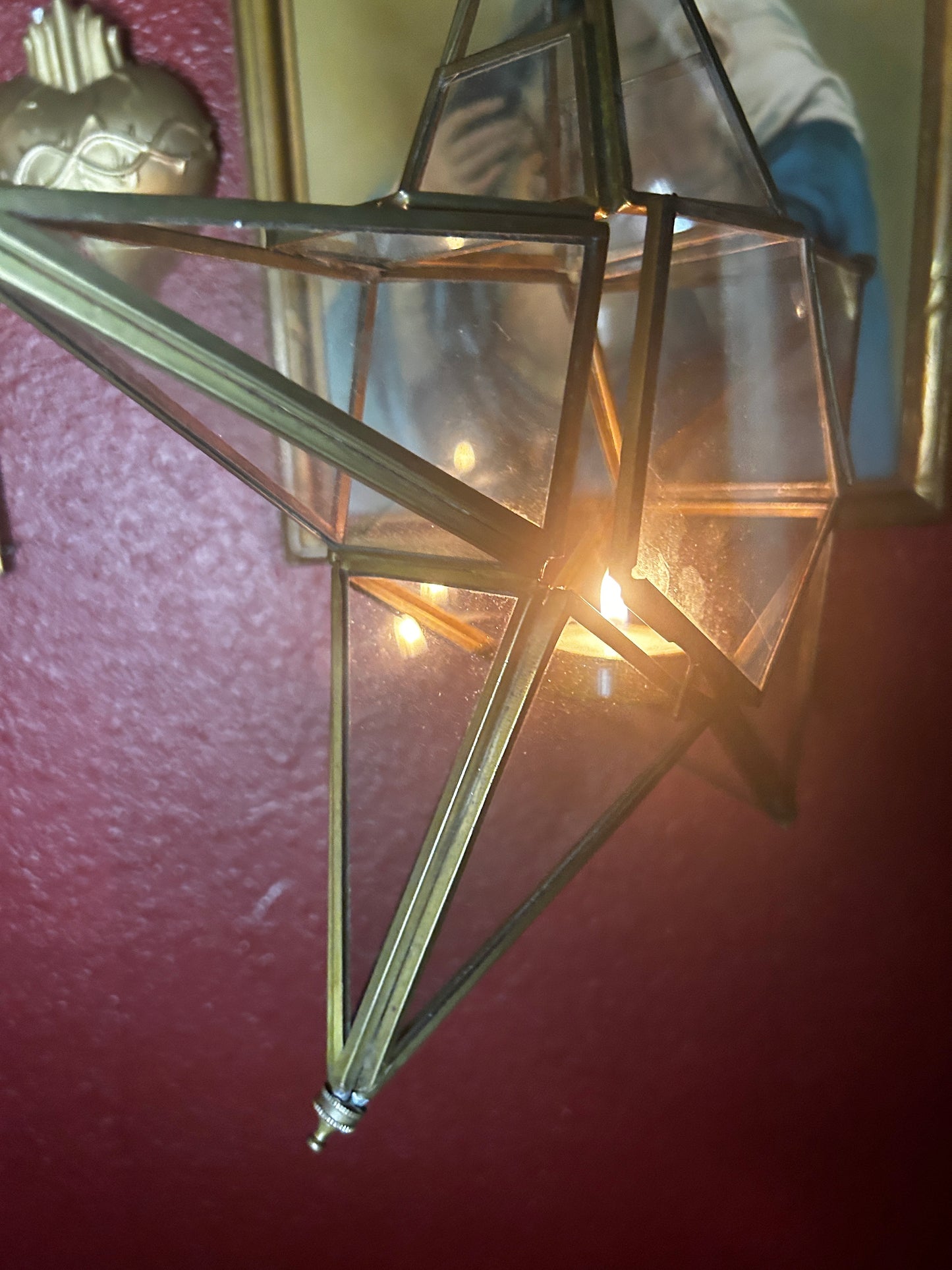 Hanging Star Glass Lantern Tealight Holder