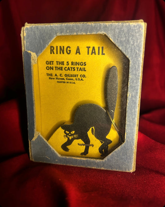 Vintage BLACK CAT Halloween AC Gilbert Puzzle Toy Ring Toss Game 1940’s