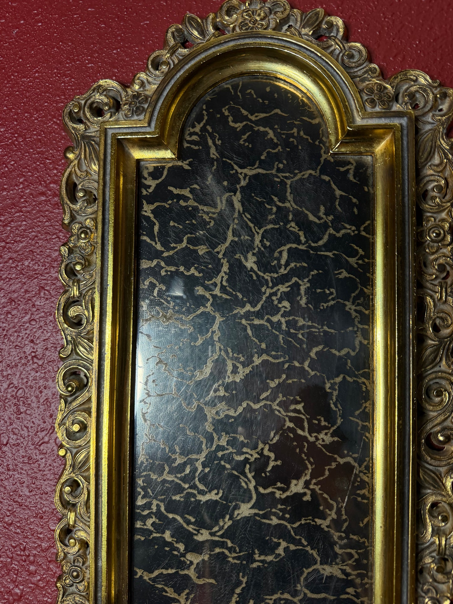 Vintage Gold Crackled Metal Mirror