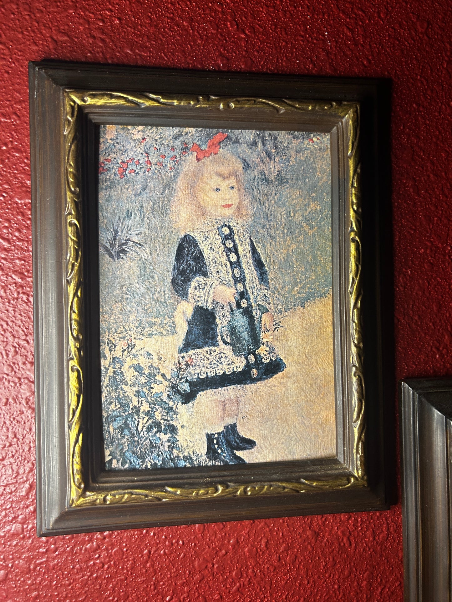 Vintage Pair of Framed Prints of Don Manuel and Girl With Watering Can