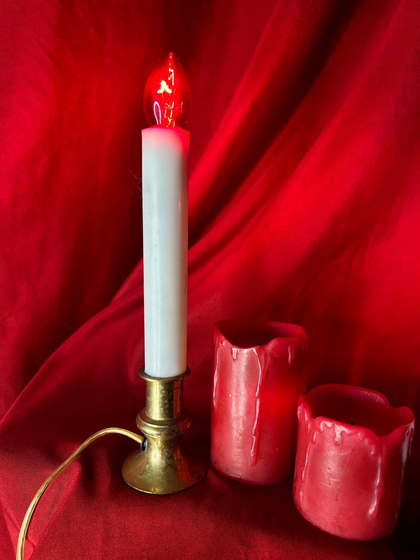 Vintage Pair of Brass Electric Candles