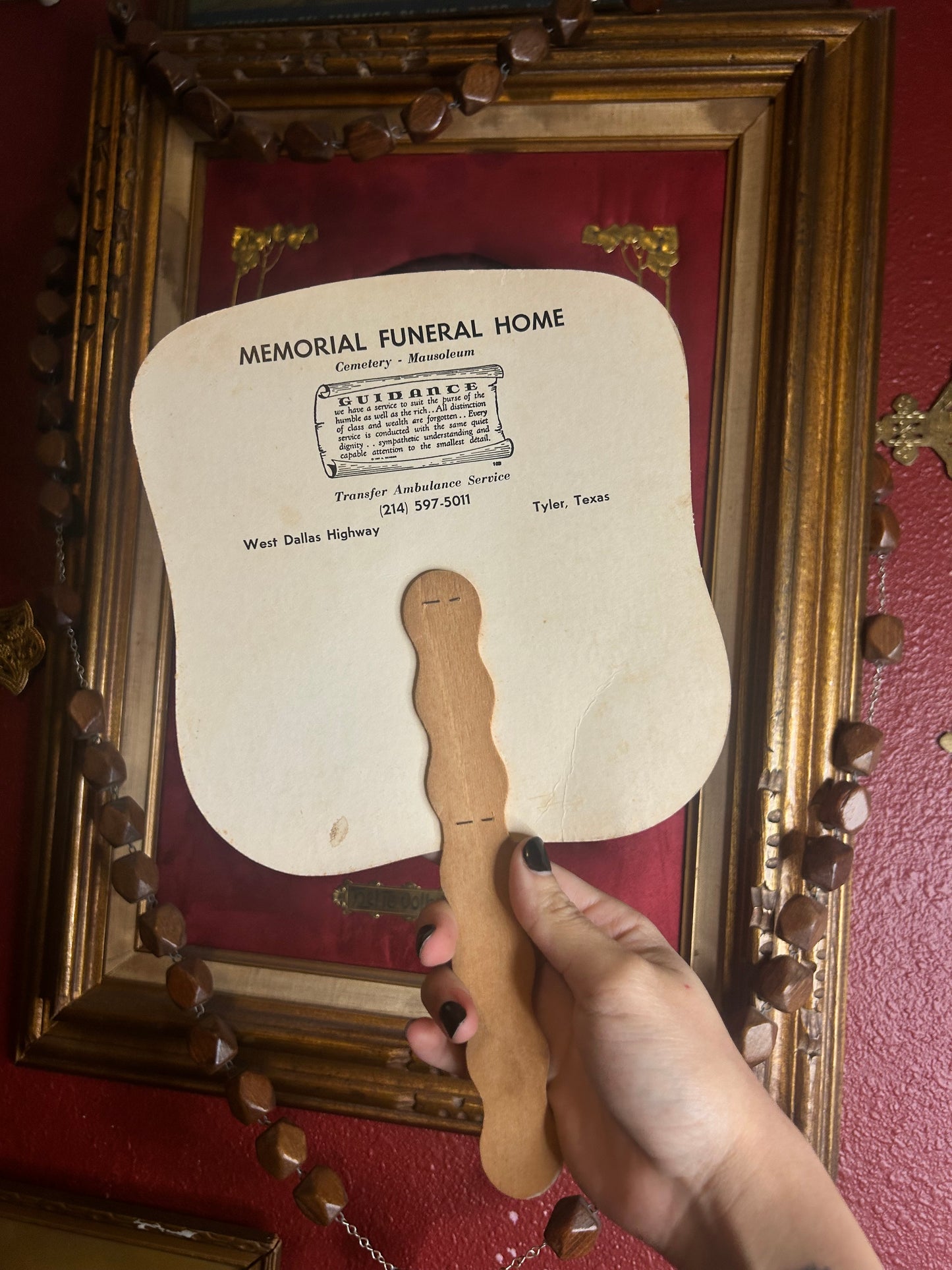 Vintage Funeral Home Paper Fan