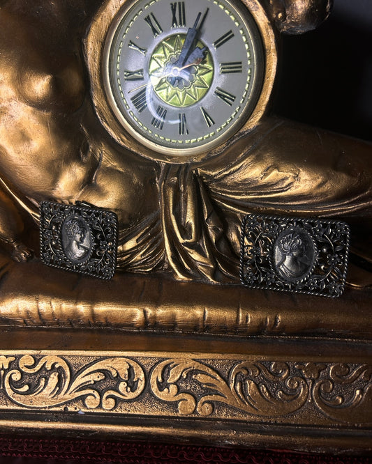 Vintage 1960's Brass Copper Tone Filigree Victorian Cameo Clip-on Shoe Clip