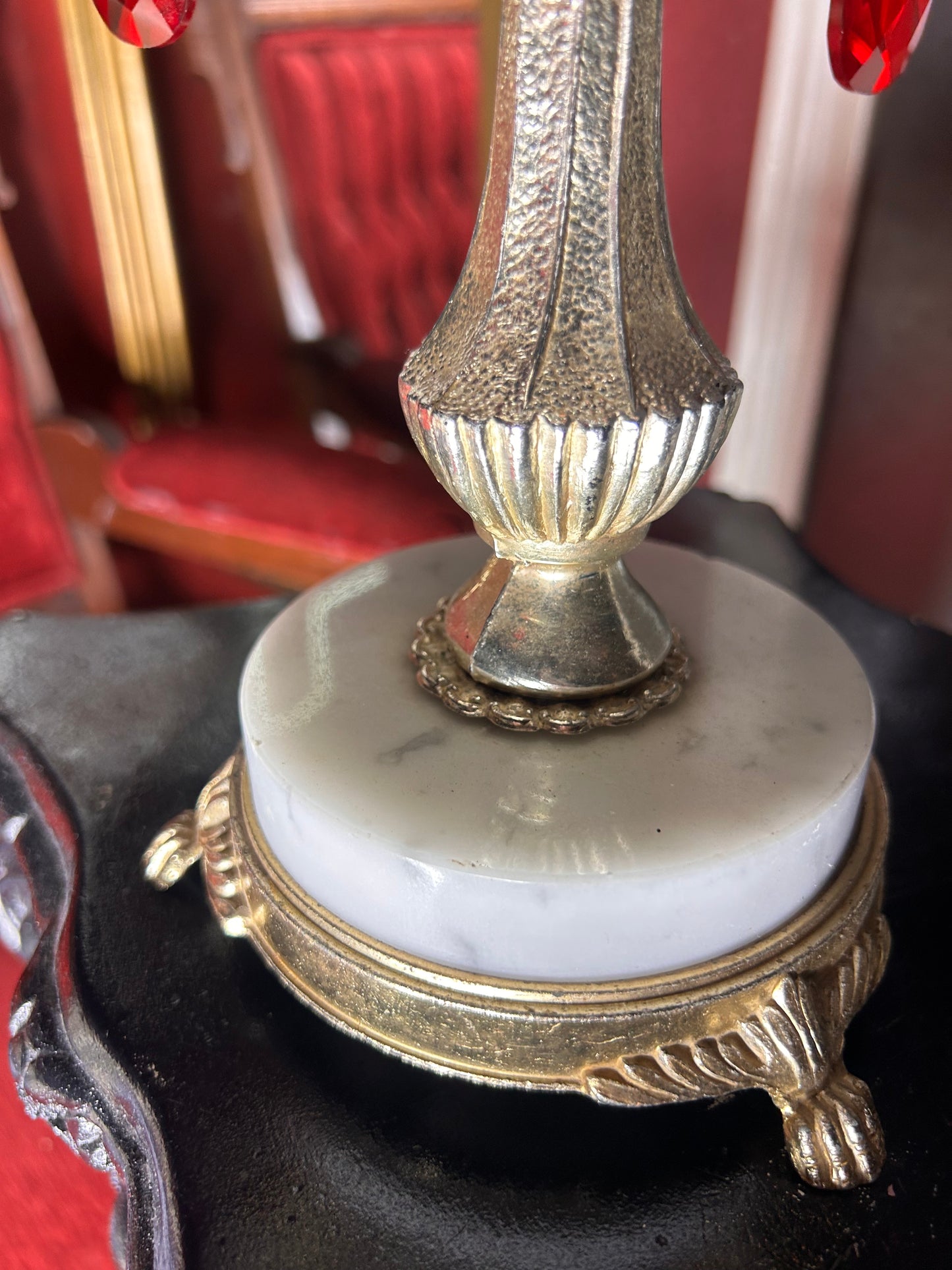 Single Candelabra with Blood Red Crystals