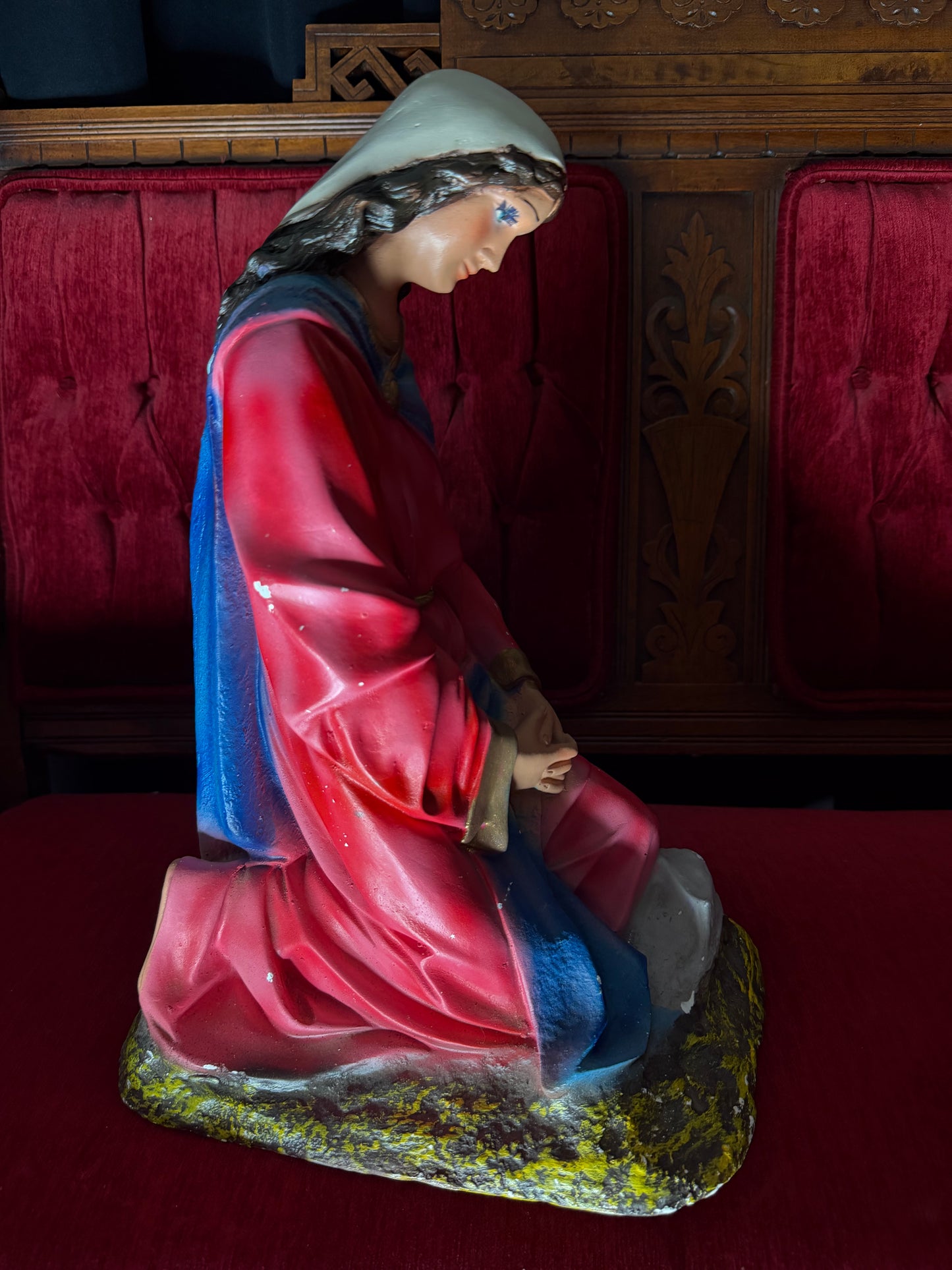 Extra Large Mary and Joseph Chalkware Statues Nativity Scene