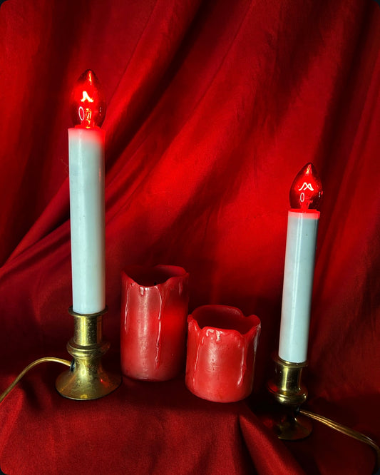 Vintage Pair of Brass Electric Candles