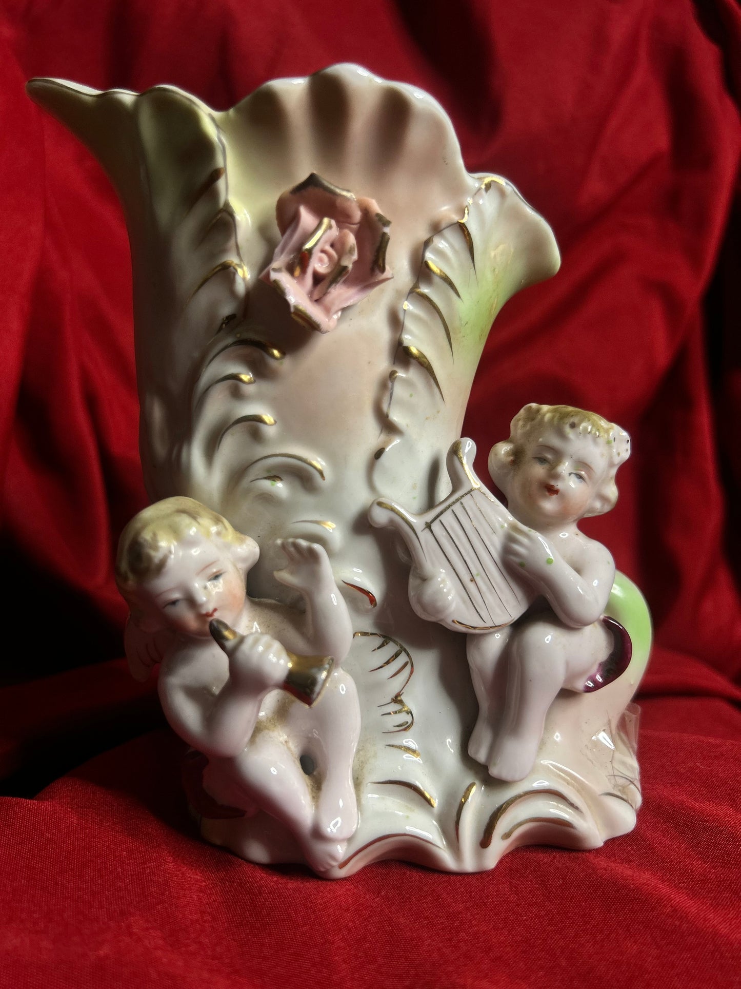 Vintage Cherub Cornucopia Planter/Vase