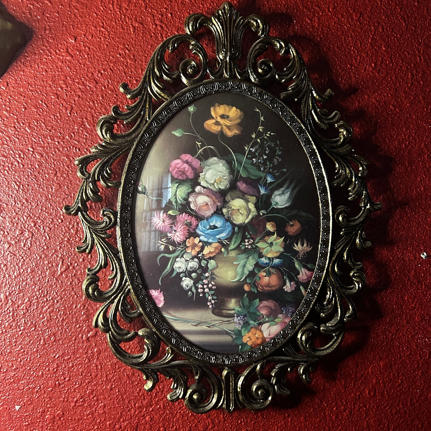 Vintage Set of Ornate Metal Convex Glass Frames