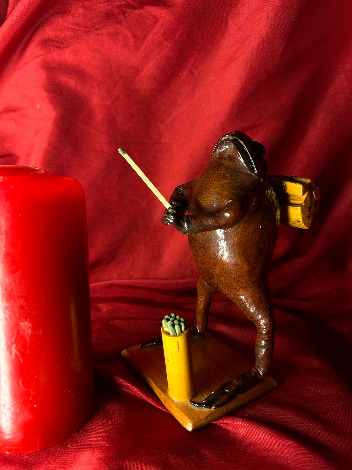 Taxidermy Bullfrog Matchstick Holder