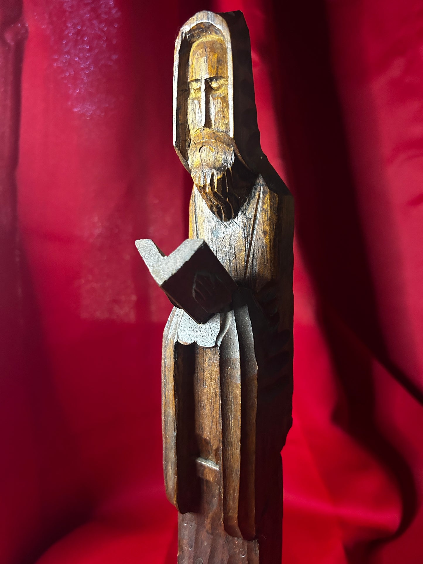 Vintage Single Wooden Carved Monk
