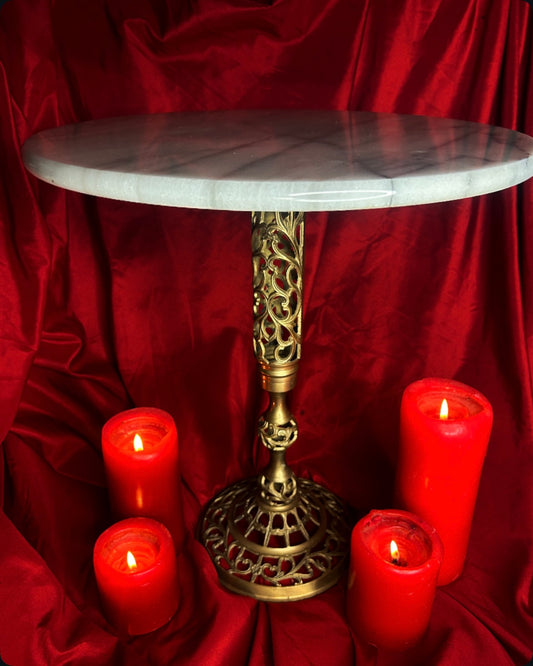 Marble Top Ornate Brass Table