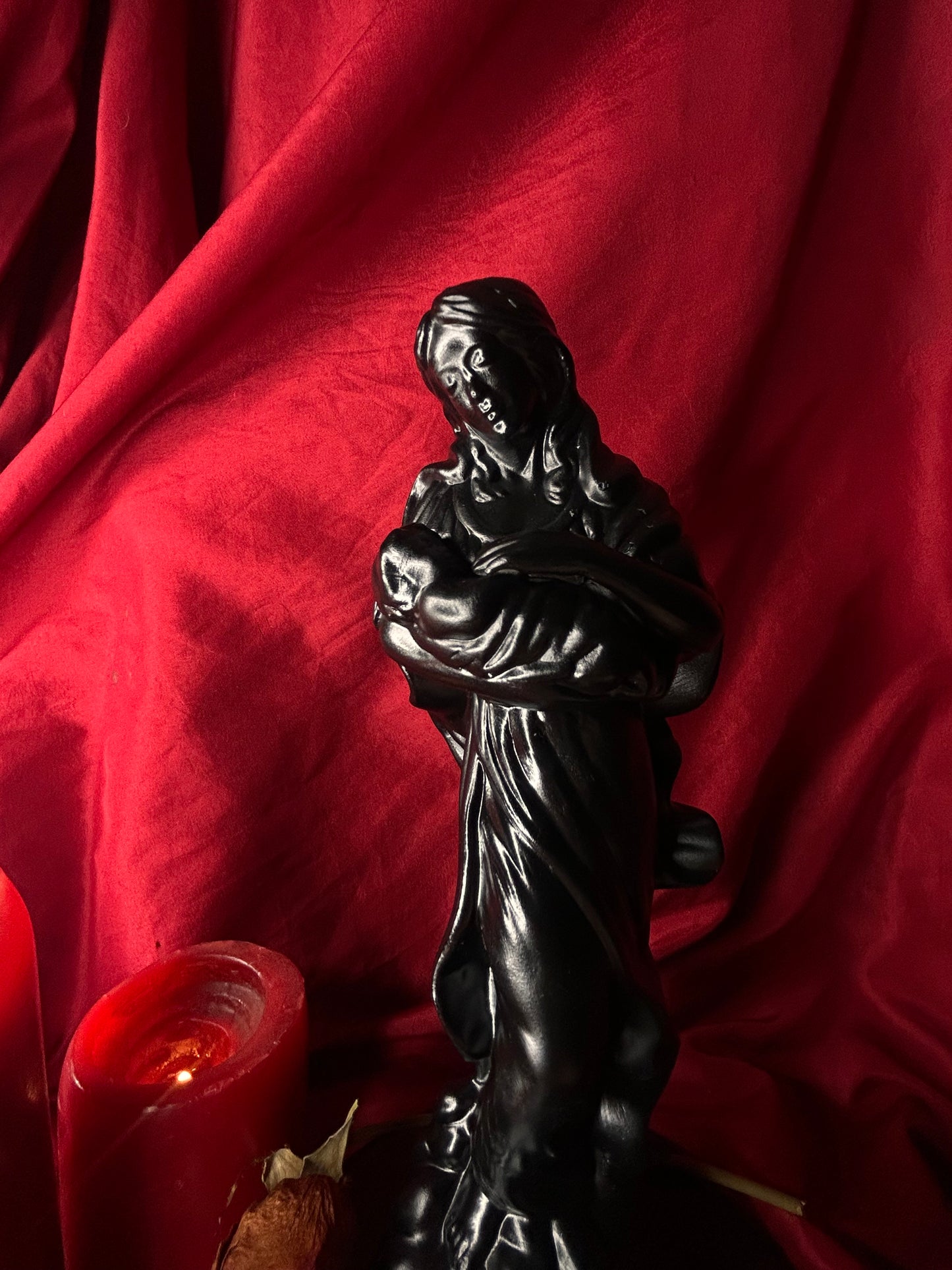 Madonna and Child on Wooden Base