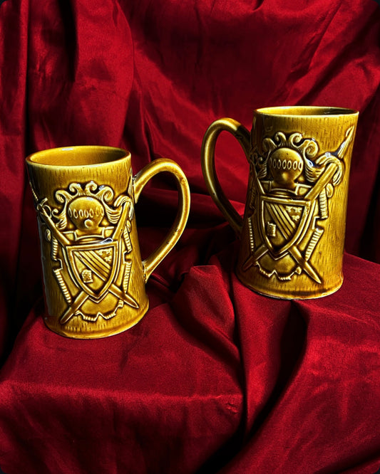 Pair of Knight Beer Mugs Made in Japan