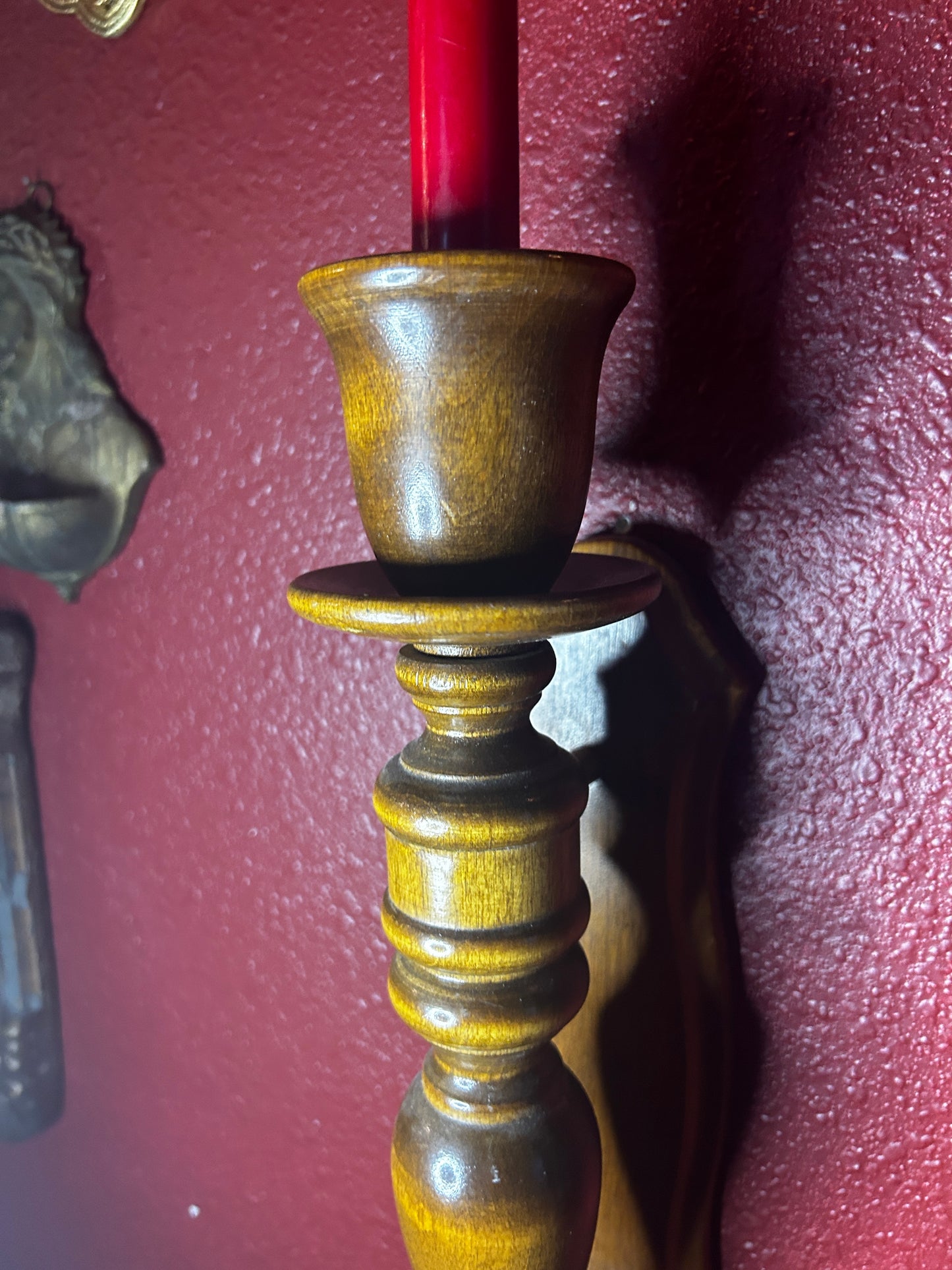 Pair of Tall Wooden Candleholders