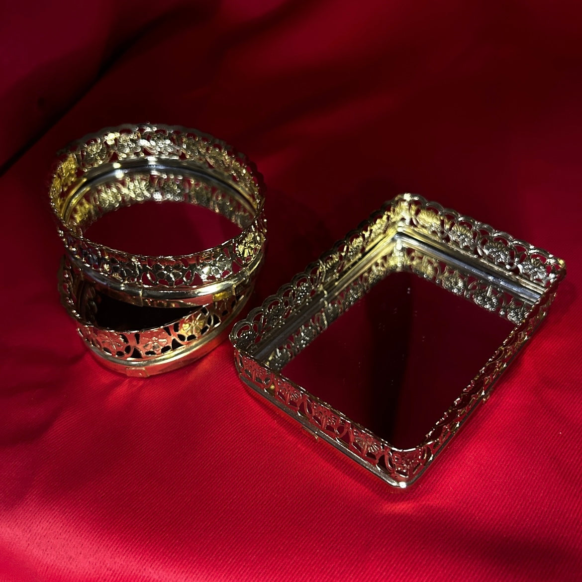 Trio of Filigree Mini Vanity Mirrors
