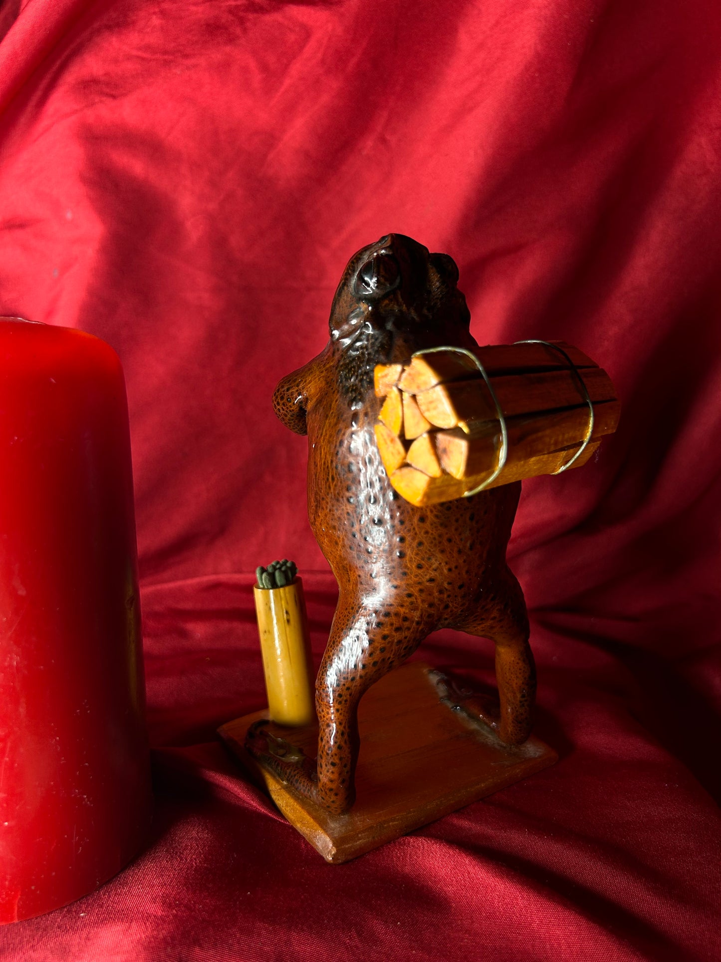 Taxidermy Bullfrog Matchstick Holder