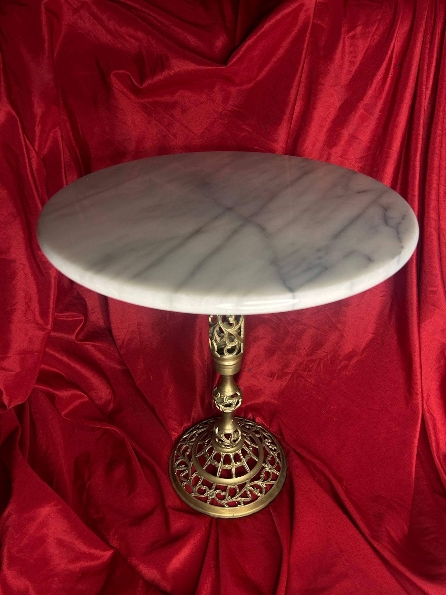 Marble Top Ornate Brass Table