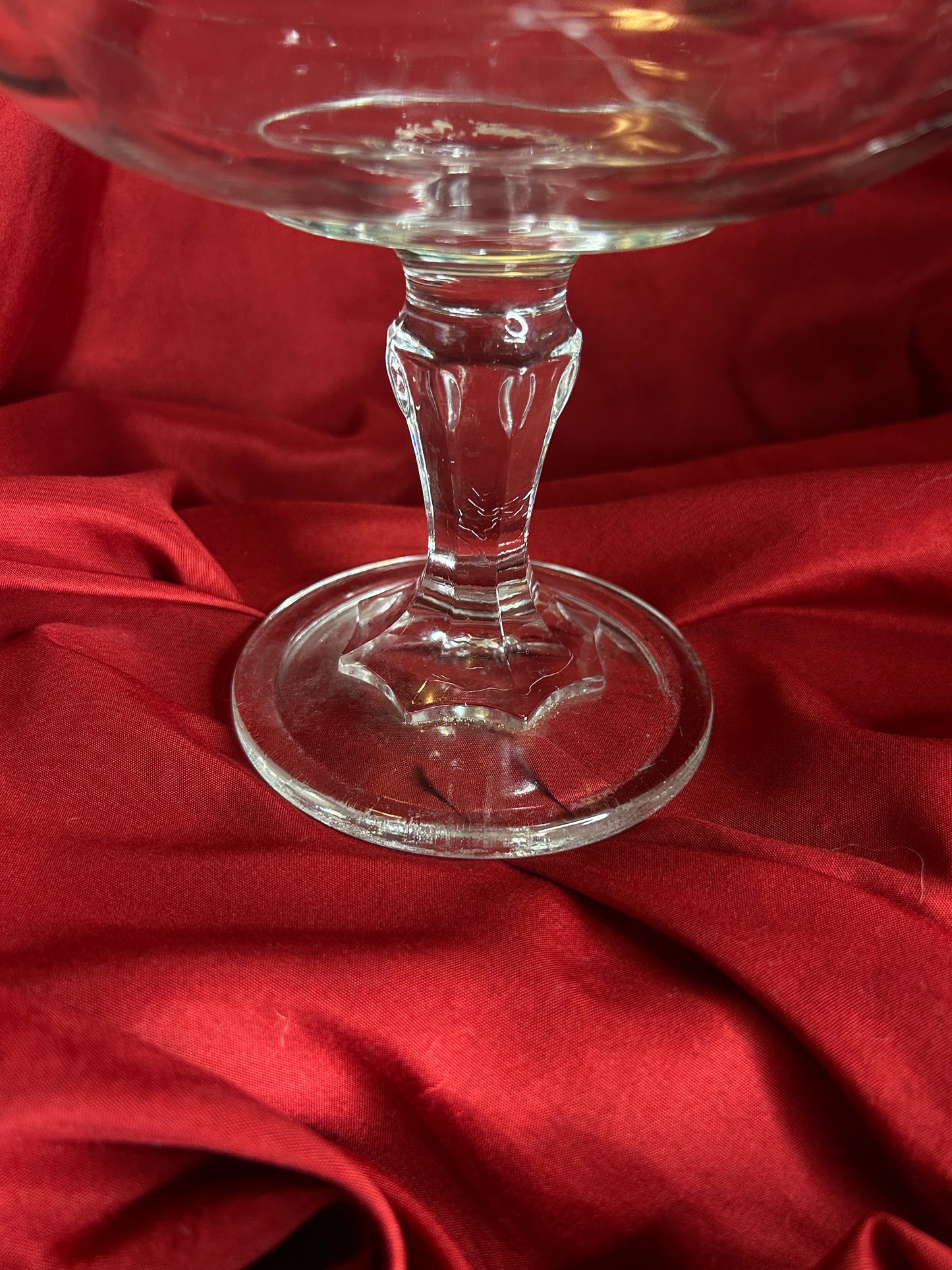Vintage Single Indiana Glass Large Clear Teardrop Compote Dish