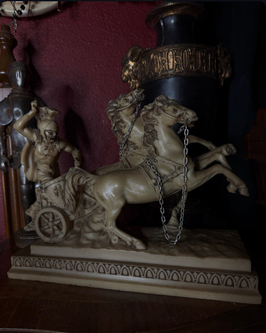 Vintage A. Santini Roman Chariot Gladiator Statue