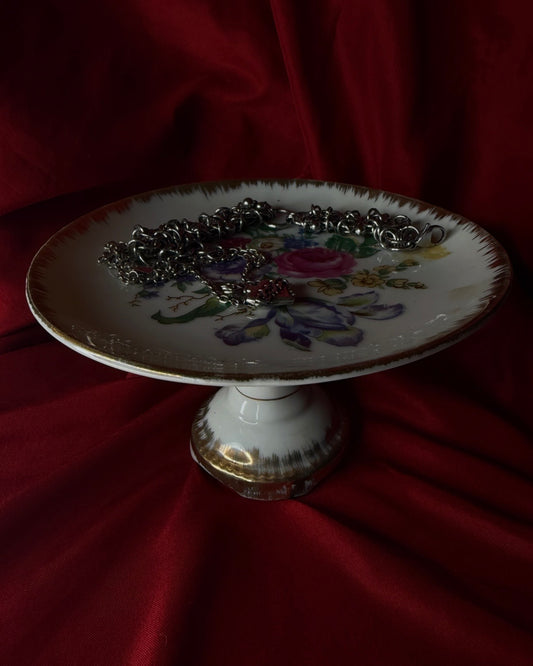 Floral Gold Rim Pedestal Plate